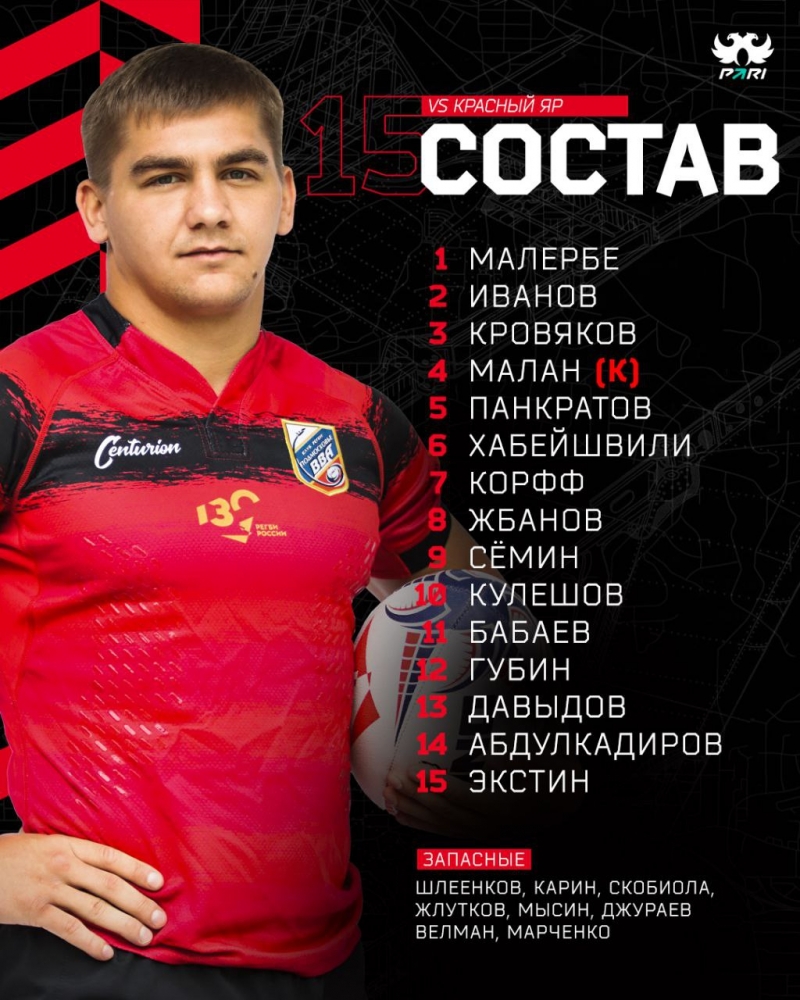 Заявка на матч против Красного Яра