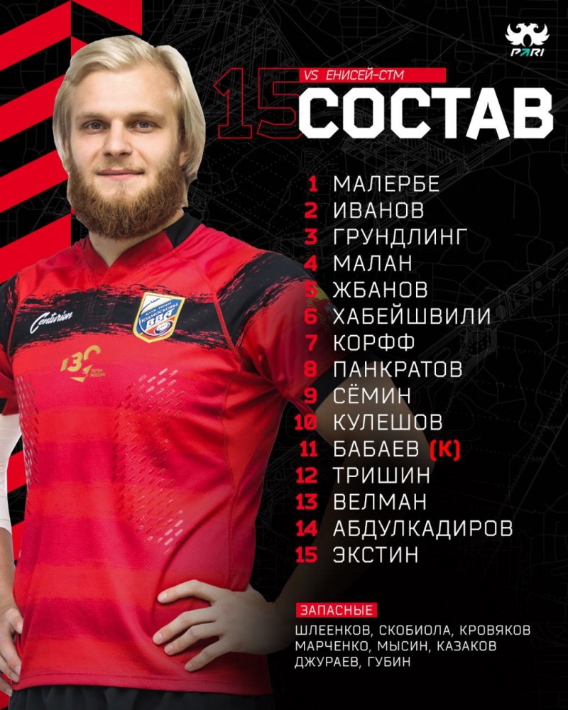Состав ВВА-Подмосковье на матч против Енисей-СТМ