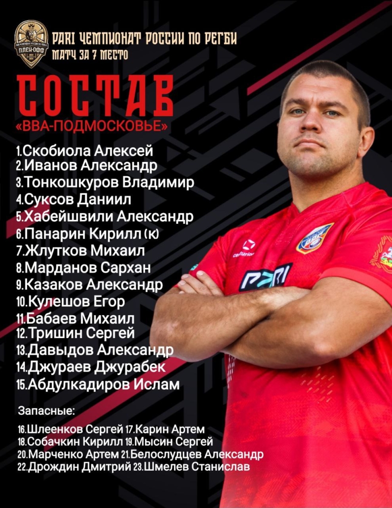 Состав команды &laquo;ВВА-Подмосковье&raquo; на матч со &laquo;Славой&raquo;