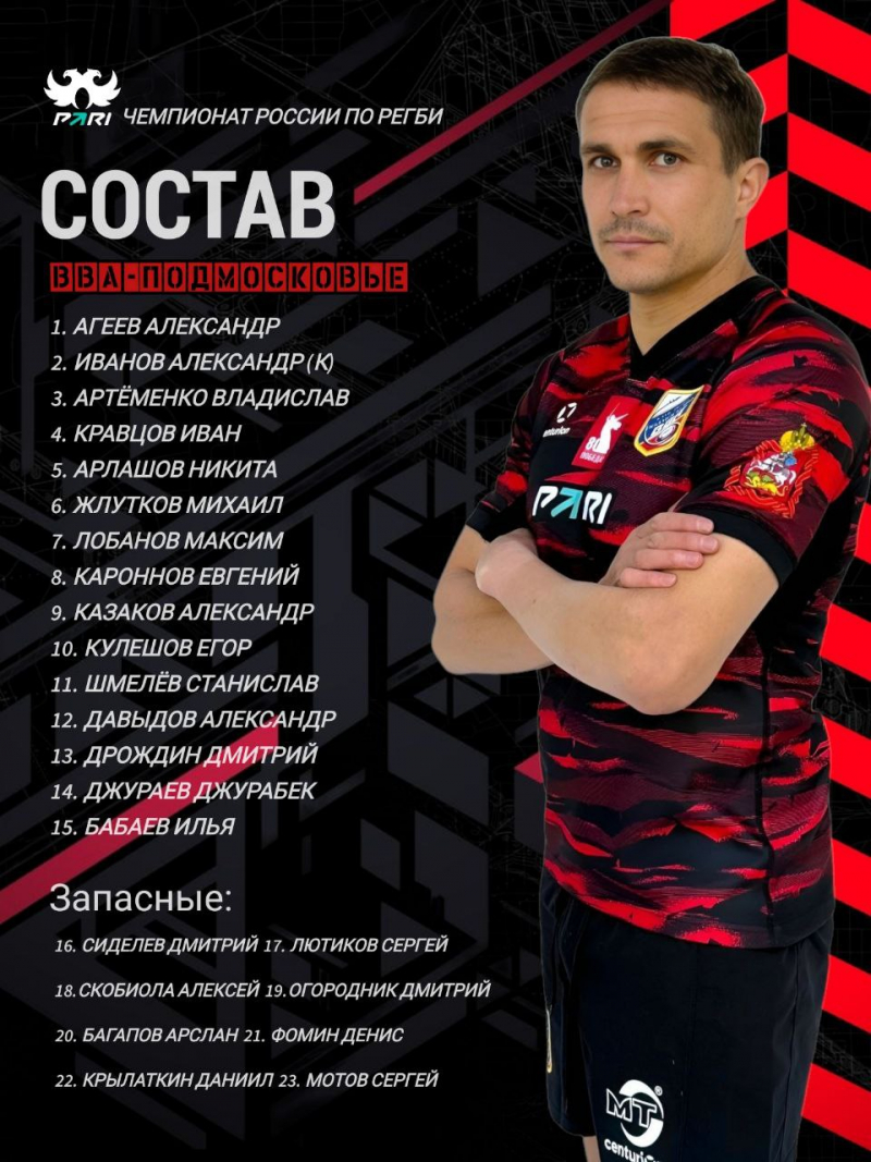 Тренерский штаб &laquo;ВВА-Подмосковье&raquo; определил состав игроков на завтрашний домашний матч&nbsp; PARI Чемпионата России по регби против &laquo;Красного Яра&raquo;