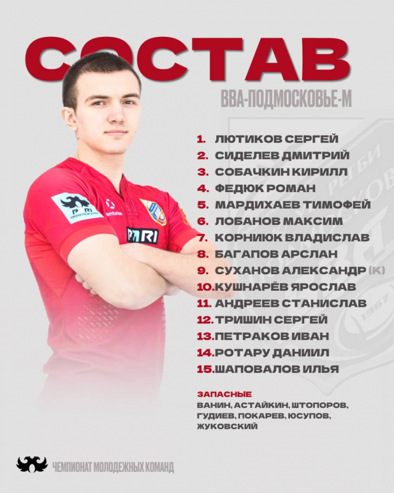 Состав молодёжной команды &laquo;ВВА-Подмосковье-м&raquo; на матч 17 июня